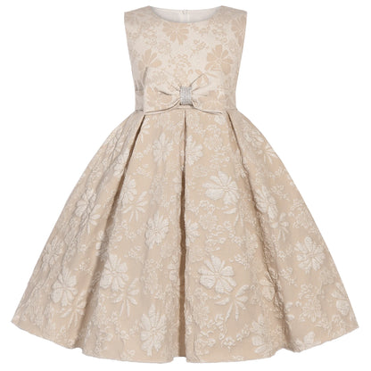 Cross-border summer new girls' princess dress Children's sleeveless bow sequin Pompadour runway show clothing