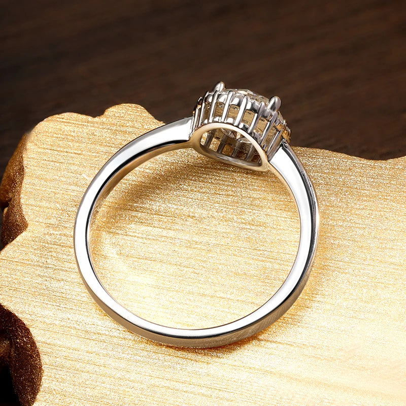 1ct D VVS1 Moissanite Rings for Women Engagement Wedding Lab Diamond with GRA S925 Silver Plated 18k White Gold Ring