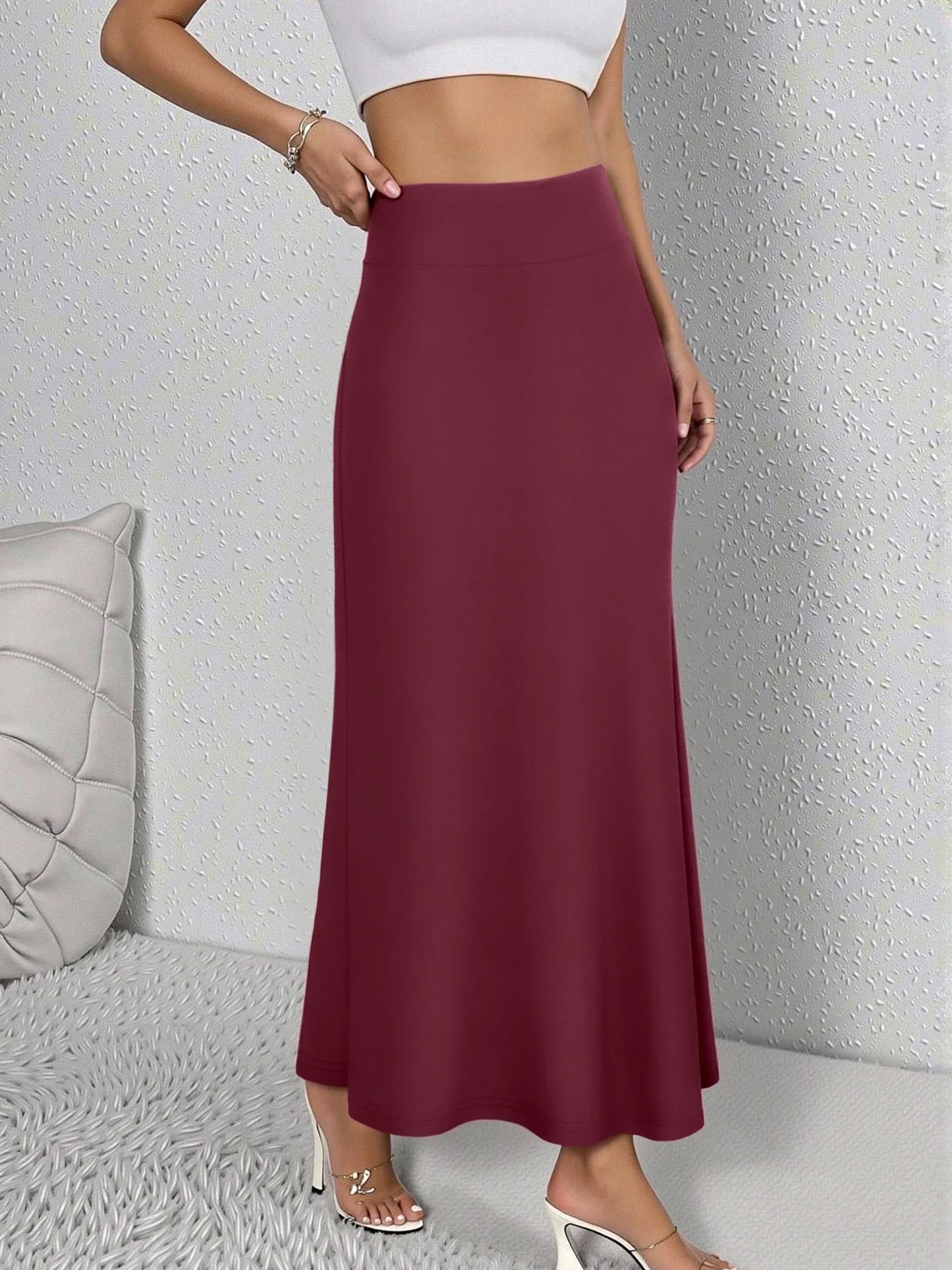 Women Midi Skirt High Waist A line Flowy Hem Breathable Material Perfect for Fashion Shoots Casual Streetwear Daily Errands
