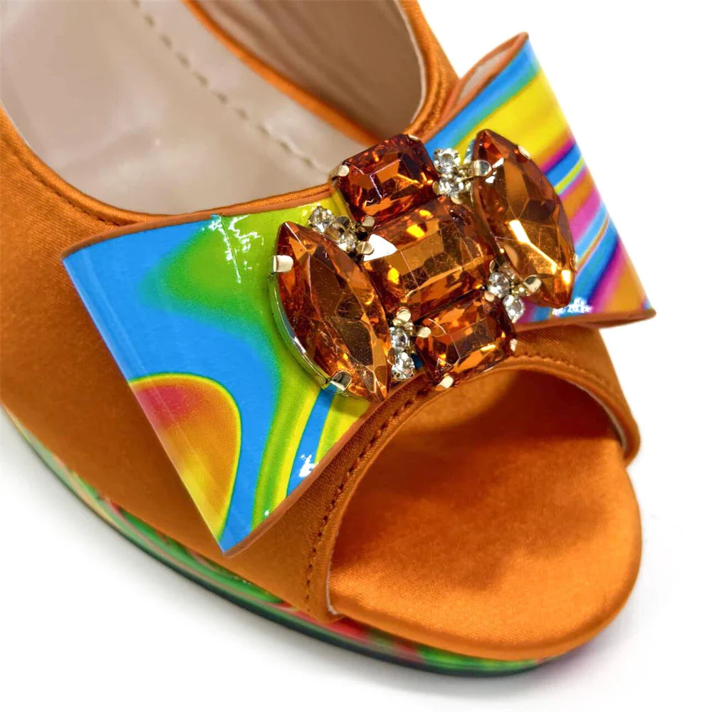 Fashion Purple Color Painted Rhinestones Elegant Peep Toe Sandals Shoes and Bag Set Italian Heels for Womens