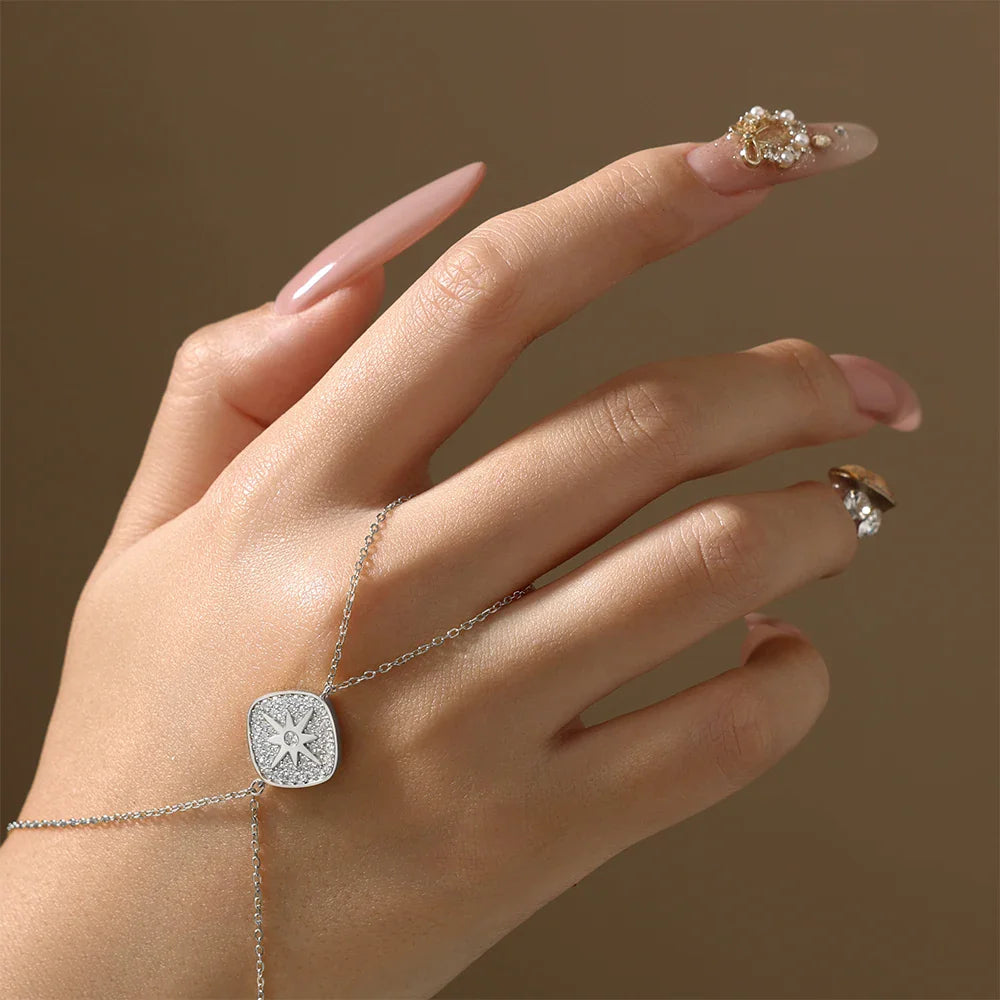 Vintage Hand Chain Bracelet Ring for Women s925 Silver 18k Gold Plated Moissanite Charm Bracelets Party Christmas Gifts