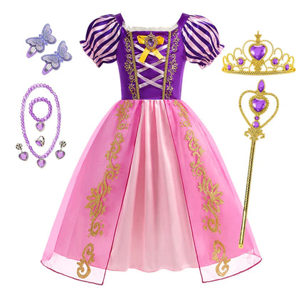 Girls Costume Sleeping Beauty Aurora Princess Party Rapunzel Halloween Snow White Cosplay Costume Kid Cinderella Dress up
