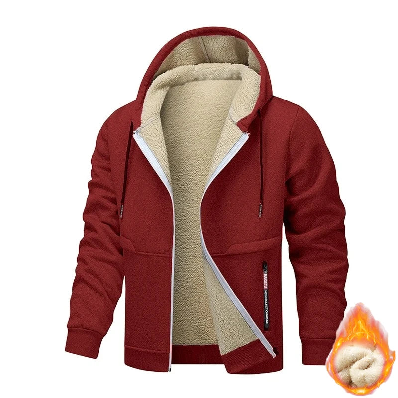 Animal Game Mens Casual Hooded for Men Fleece Sweatshirt Thick Sherpa Lined Hoodies Zipper Jacket Thick Heavyweight Sweatshirts