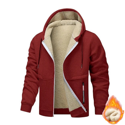 Animal Game Mens Casual Hooded for Men Fleece Sweatshirt Thick Sherpa Lined Hoodies Zipper Jacket Thick Heavyweight Sweatshirts