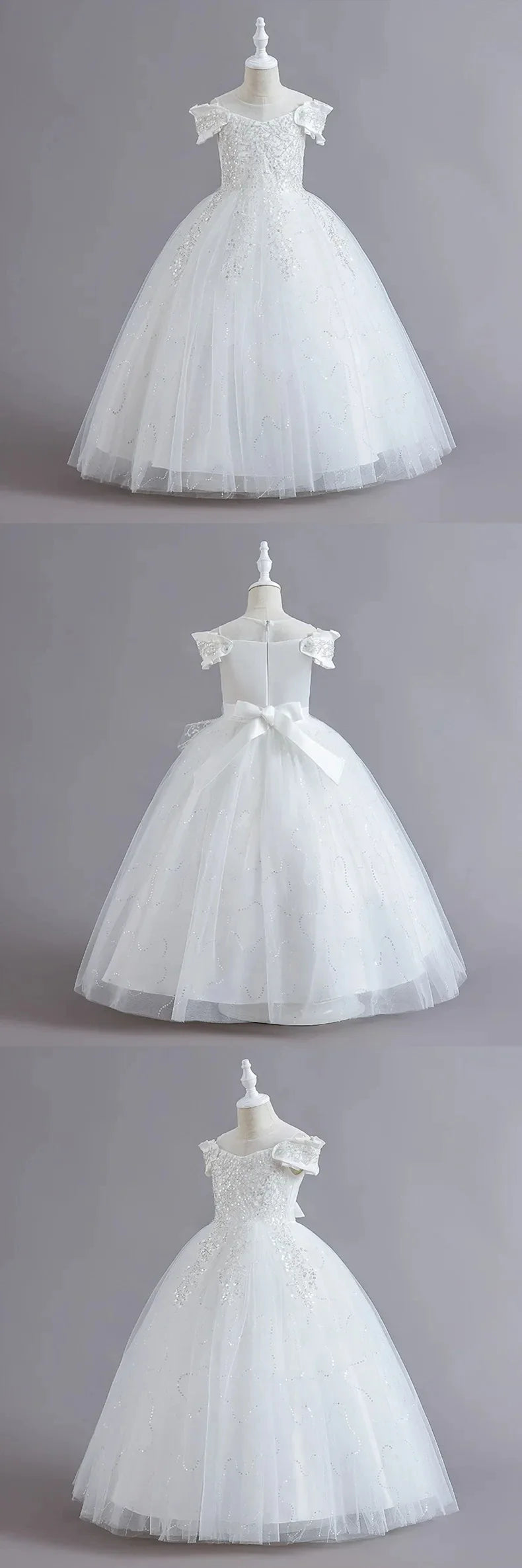 Flower Girl Lace up Dress Wedding Kids flowers First Communion Ball embroidery Festival Party Dress 12Y
