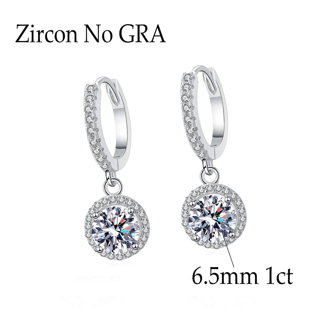 6.5mm 2cttw D Color Moissanite Earring 100% S925 Sterling Sliver Earrings for Women Wedding Engagement Fine Jewelry Gift
