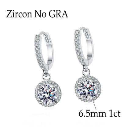 6.5mm 2cttw D Color Moissanite Earring 100% S925 Sterling Sliver Earrings for Women Wedding Engagement Fine Jewelry Gift