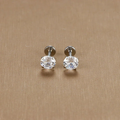 2PC Labret Tragus Stud Earrings 16G Surgical Stainless Steel CZ Crystal  Monroe Helix Cartialge Conch Medusa Lip Body Piercing