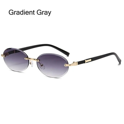 Rimless Rectangle Sunglasses Fashion Y2K Frameless Sun Glasses Shades for Women & Men