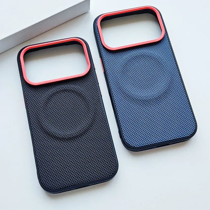 For iPhone 17 Pro Max 17 Air Case Luxury Magnetic Soft TPU+Nylon Woven Leather Back Anti-Fingerprint Cover for iPhone17