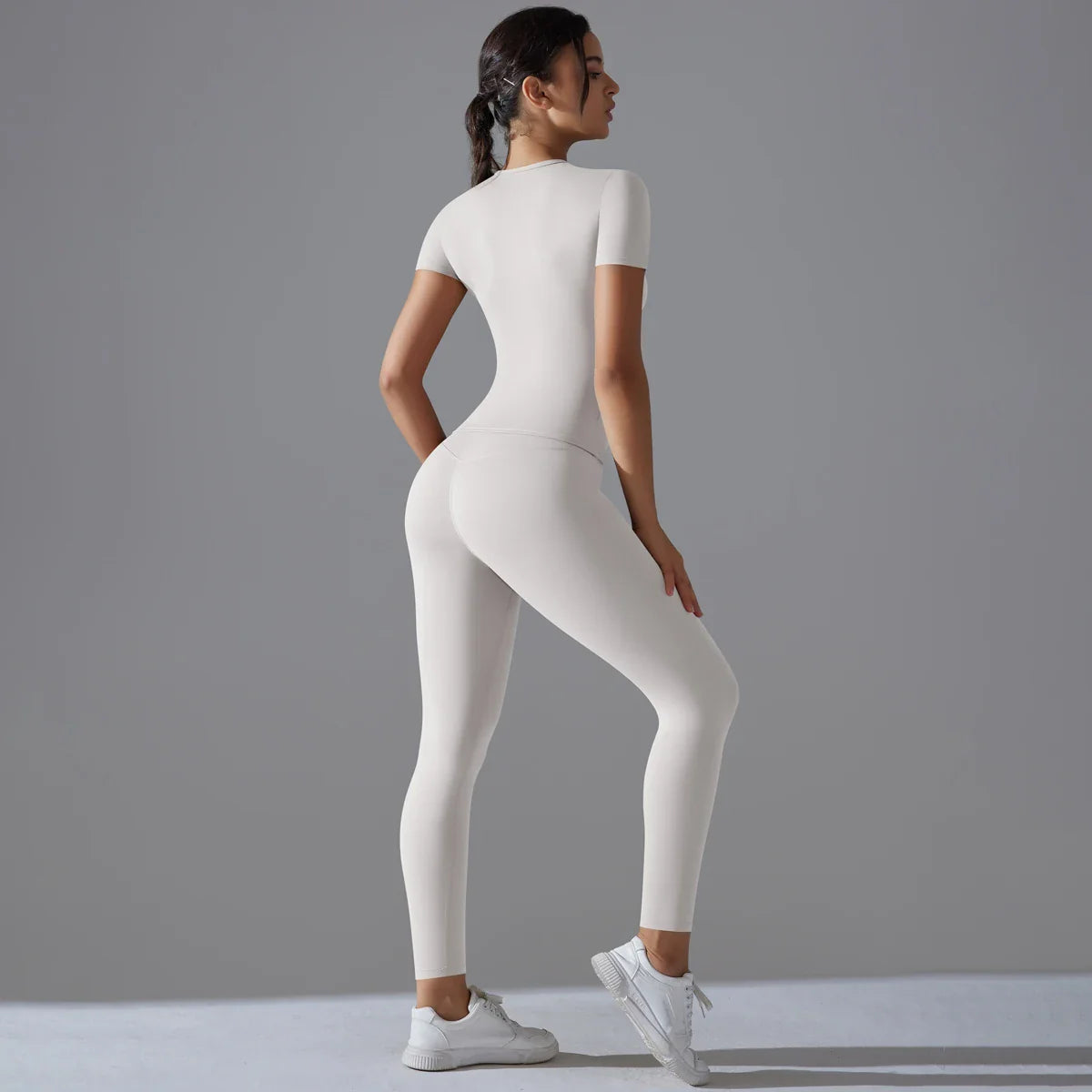 Quick-Drying Gym Leggings Set Yoga Suit Sports Set Sleeve Breathable Stretchy GYM Yoga Slim Fitness Active Top Tight Yoga Pant