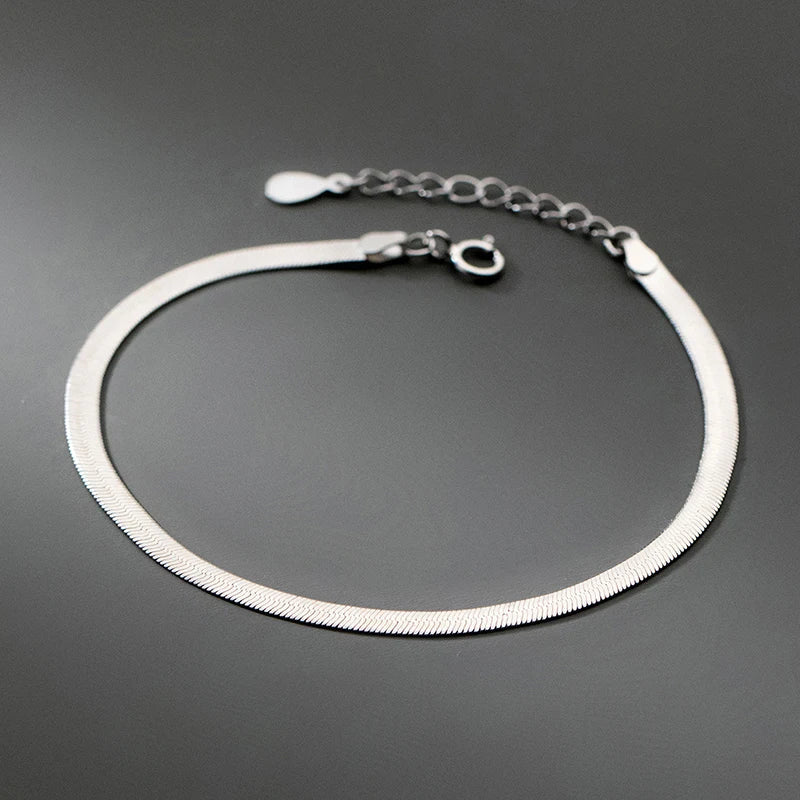 925 Sterling Silver Sparkling Snake Chain Bracelet Classic Simple Adjustable Bracelets For Women Party Fine Jewelry Gift