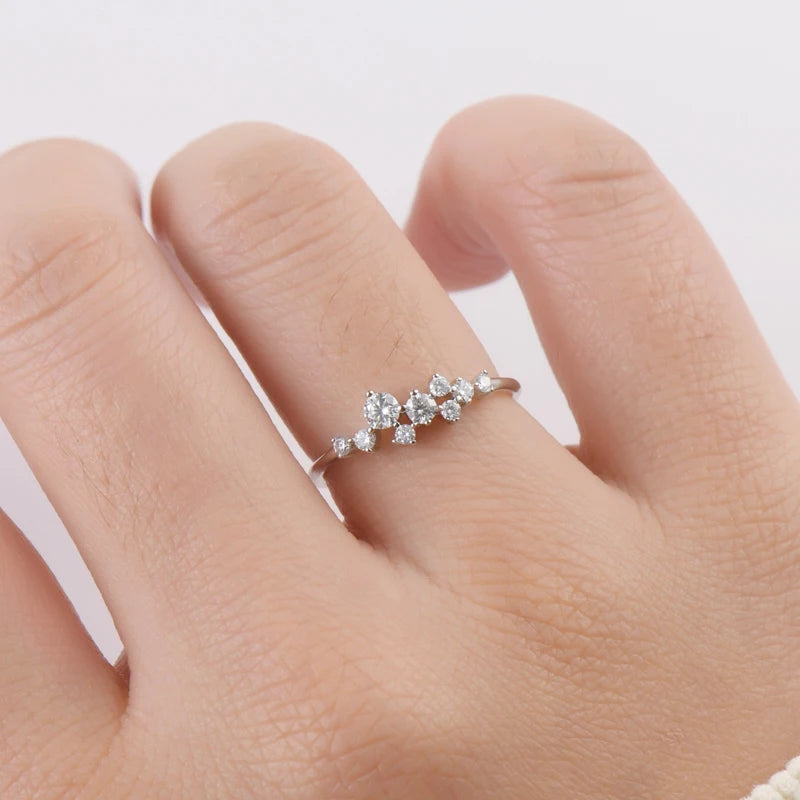 Colar e Anel de Diamantes Moissanite Prata Esterlina 925 Conjunto de Joias com Pingente de Aglomerado para Mulheres Anéis de Noivado Presente