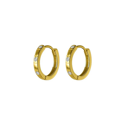 925 Sterling Silver Statemnet Gold Plaid Simple Huggies Ear Buckles Elegant French Piercing Hoop Earring for Women Jewelr