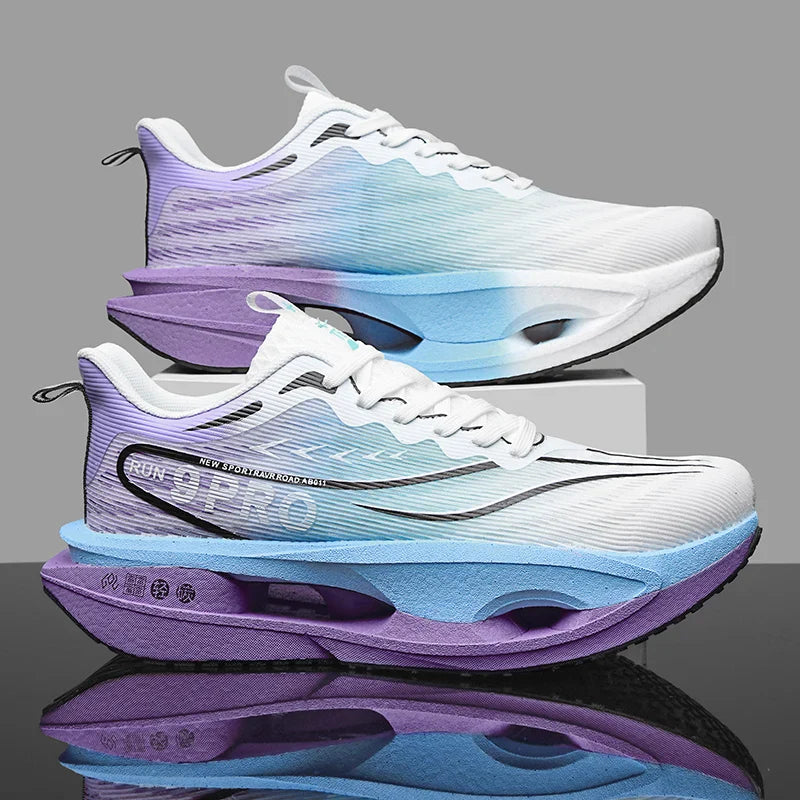 Men's Carbon Plate Sneakers Outdoor Soft Sole Mesh Sports Shoes Running Shoes Light Anti-Slip Casual Couple Tennis Shoes