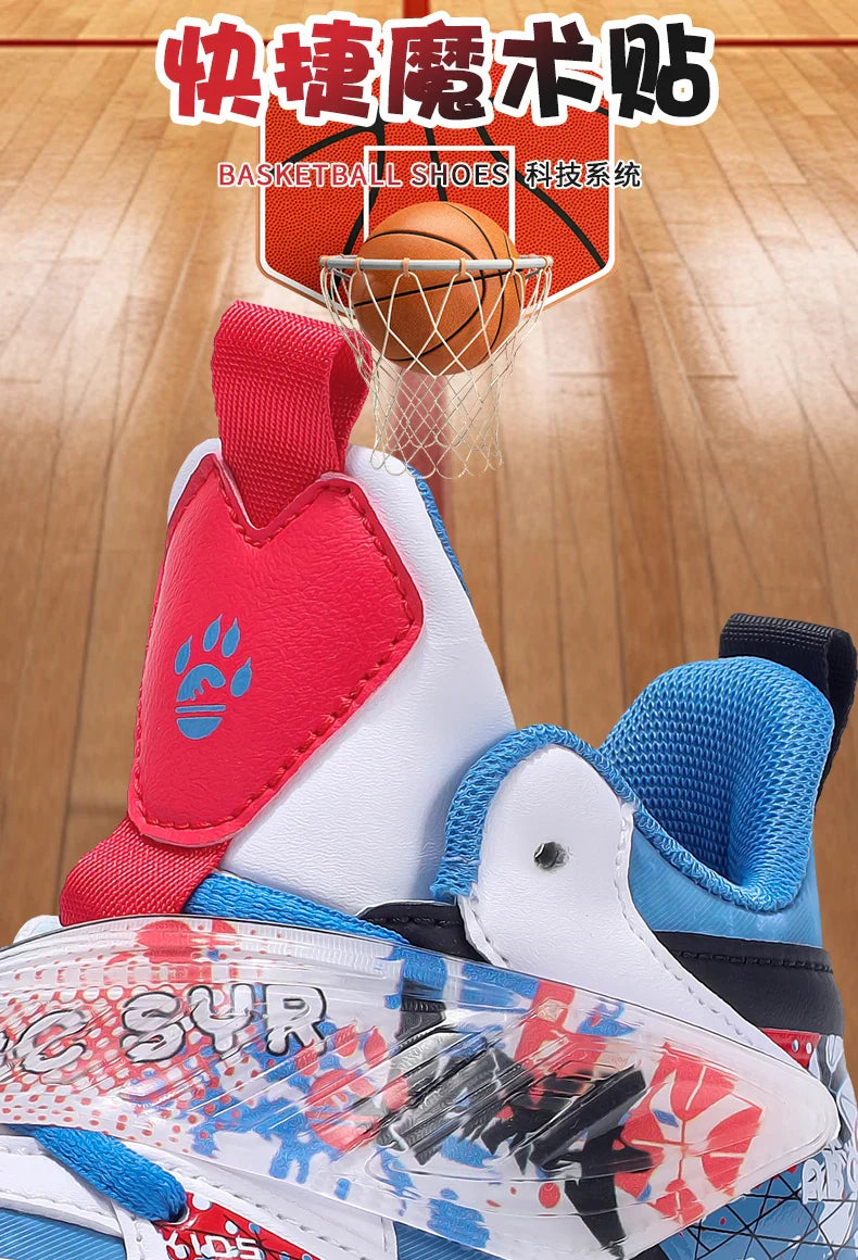Kids Basketball Shoes Tactical Boots Ankle Support Sneakers Breathable Boys Girls Sports Shoes Shock-absorbing Athletic Shoes
