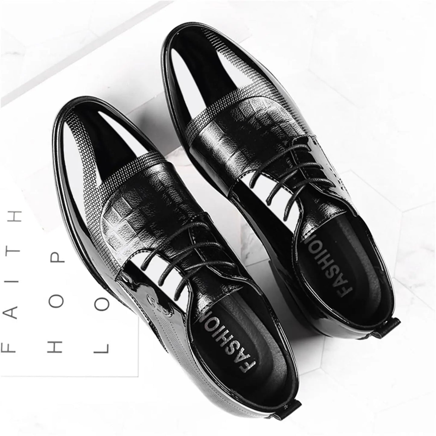 Men's Dress Shoes Cracked Pattern Trendy Oxford Stitching Uppers Business Casual Lace Up Derbys Shoes