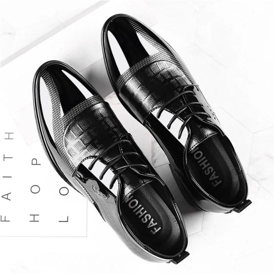 Men's Dress Shoes Cracked Pattern Trendy Oxford Stitching Uppers Business Casual Lace Up Derbys Shoes