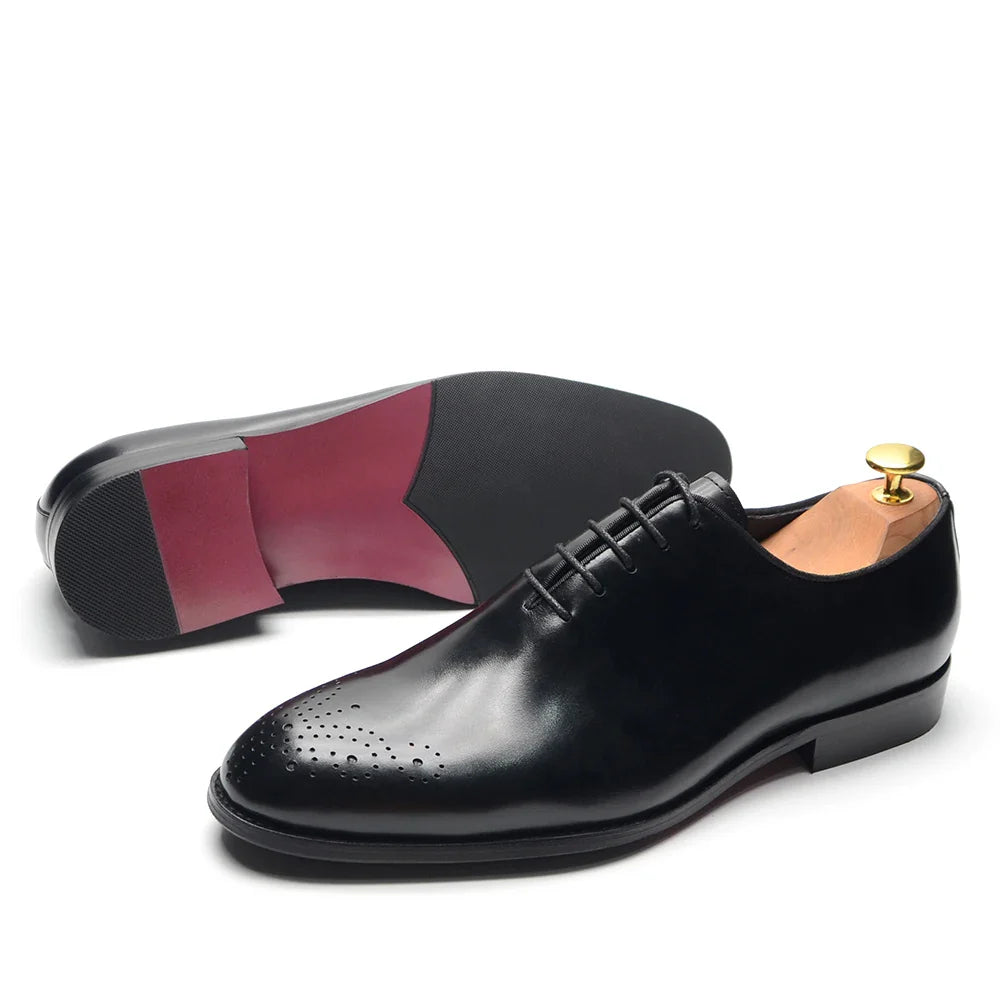 Luxury Classic Mens Oxford Dress Shoes Whole Cut Genuine Leather Handmade Lace-up Formal Shoe for Men Wedding Business Office