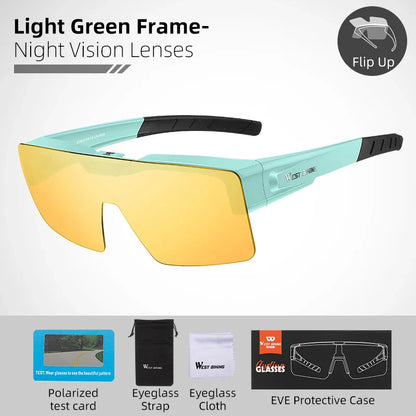 Sunglasses Flip Up Lens Polarized Glasses Fit Over Sunshade MTB Road
