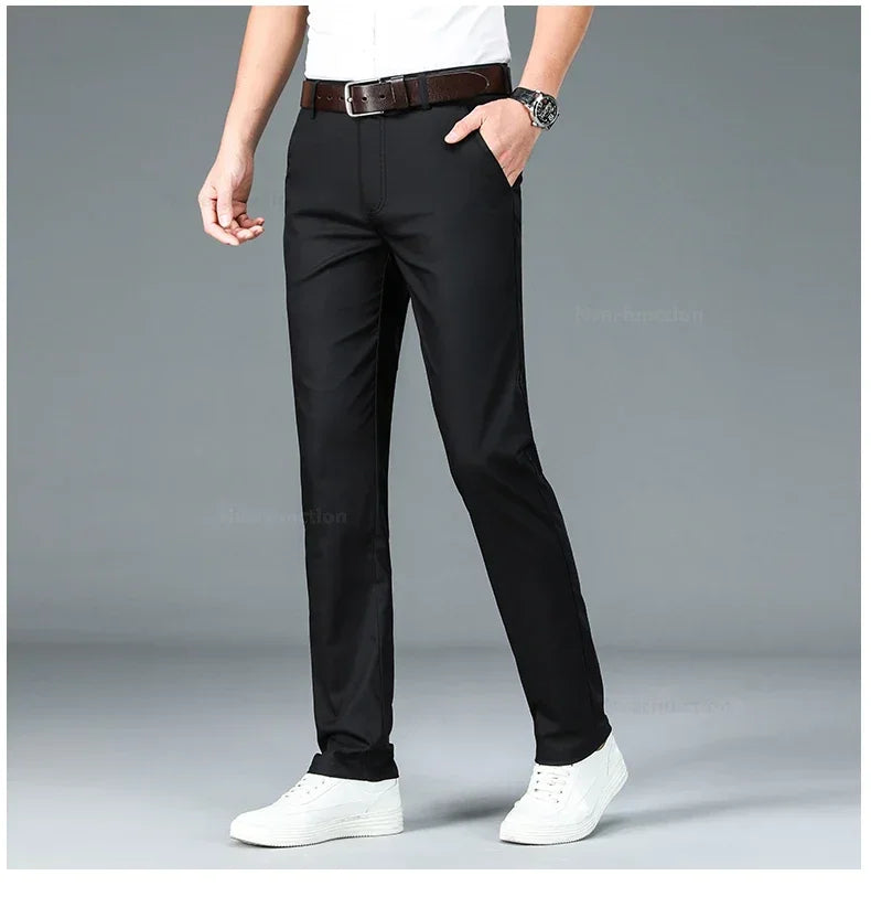 Business Pants Men Summer Clothes New Straight Classic Fashion Casual Long Pants Breathable Formal Trouser Male
