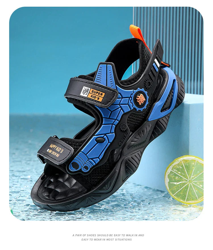 Summer Kids' Sandals Boys Soft Bottom Casual Beach Shoes School Students Comfortable Flat Walking Sandials