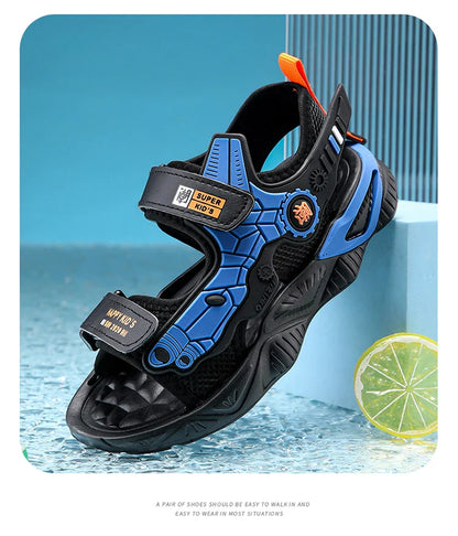 Summer Kids' Sandals Boys Soft Bottom Casual Beach Shoes School Students Comfortable Flat Walking Sandials