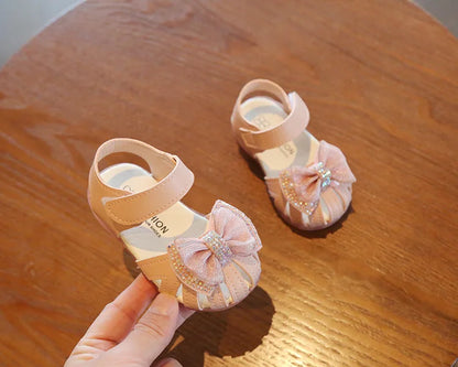Summer Baby Girls Sandals Bowtie Fashion Pink Princess Toddler Shoes Soft Sole Baby Shoes 0-3 Years chaussure enfant fille