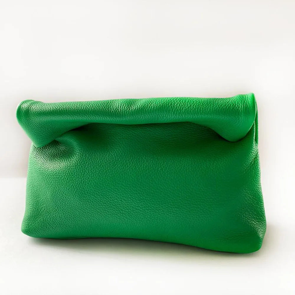 Leather Cowhide Handbag High Quality Leather Women's Foldable Designer Handbag Simple Magnet Handle Bags
