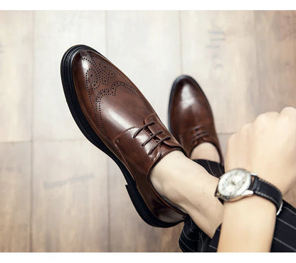 High Quality Mens Shoes 2026 New British Style High-End Leather Shoes Formal Business Wedding Groom Derby Shoes Hot Selling Shoe