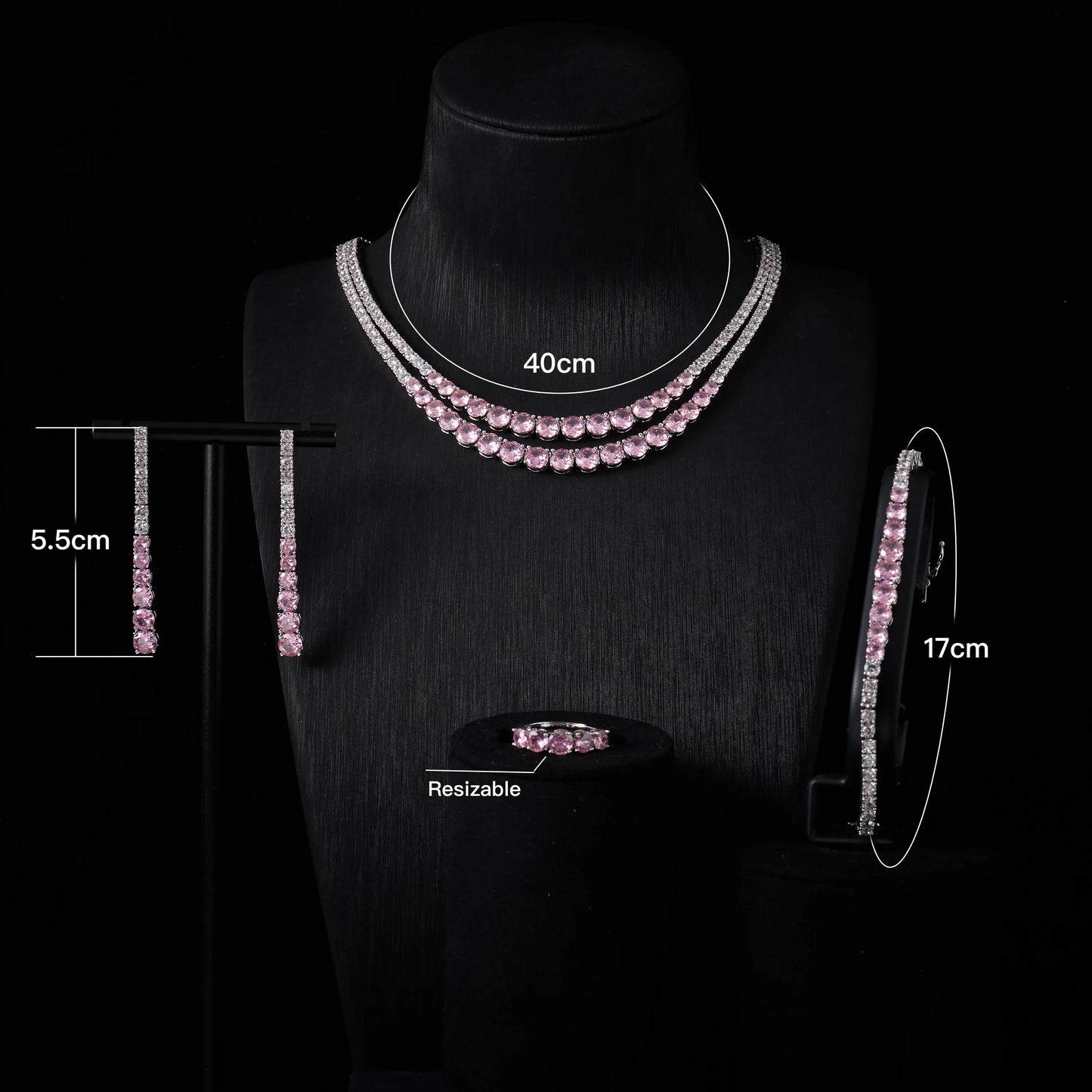 Trendy Jewelry Set for Women Layer Tennis chain Necklace Set Cubic Zircon Wedding Engagement Jewellery Accessories