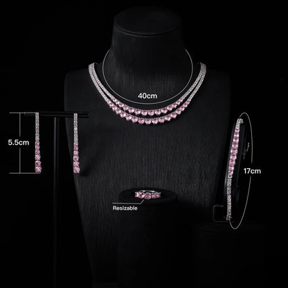 Trendy Jewelry Set for Women Layer Tennis chain Necklace Set Cubic Zircon Wedding Engagement Jewellery Accessories