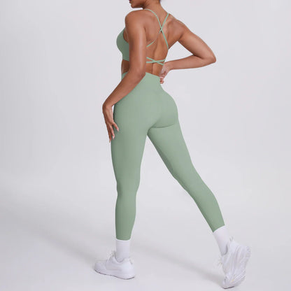 Yoga Suit Sports Set Gym Seamless High Impact Sports Bra Women's High Waist and Hips Tight Peach Buttocks Pants Womens Sportswea
