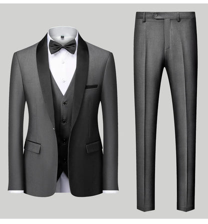 Men's Casual Business Have Smoking Suit High End Brand Boutique Fashion Blazer Vest Pants Groom Wedding Dress Party Suit
