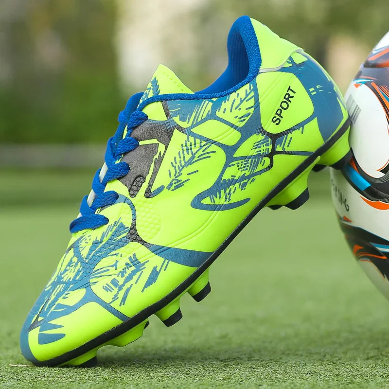 Kids Soccer Shoes Society Long Spikes Futsal Boot Turf Training Sports Football Cleats 2024 New Children Football Studs