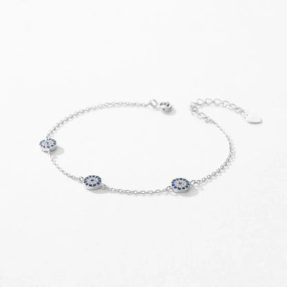 Authentic 925 Sterling Silver Blue Eyes Bracelet Fashion Chain Link For Women Birthday Mother‘s Day Gift Fine Jewelry