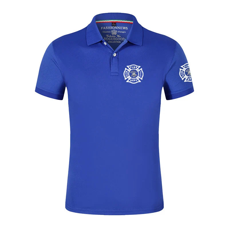 Firefighter Rescue Team Printing Fashion 2023 New Men's Summer Solid Color Short Sleeves Comfortable T-Shirts Polo Shirt Tops