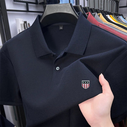 men's summer luxury brand cotton 100% polo shirt lapel printing short sleeves t-shirt business leisure ventilate men's clothing