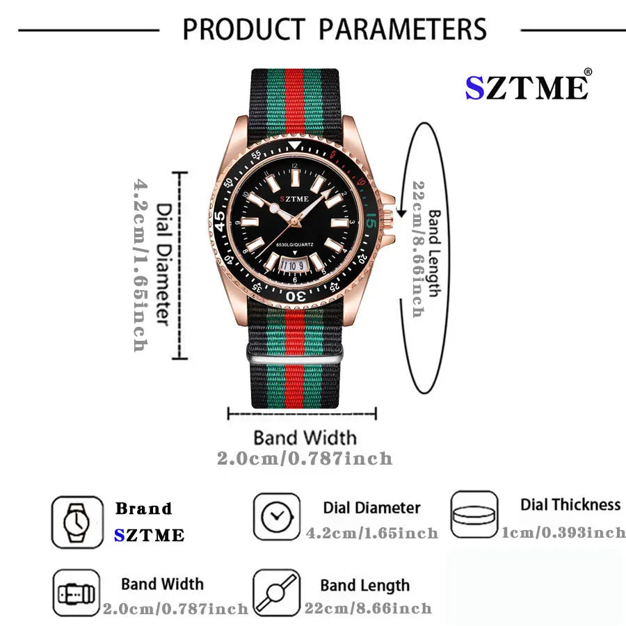 New fashionable women's nylon strap calendar watch, luxurious and simple casual couple luminous quartz watch