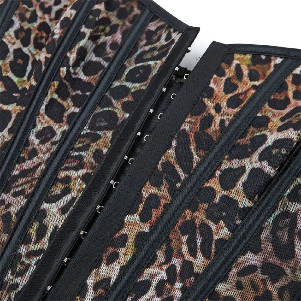 Leopard print single-breasted women's strapless and bracketed corset a court shaping top