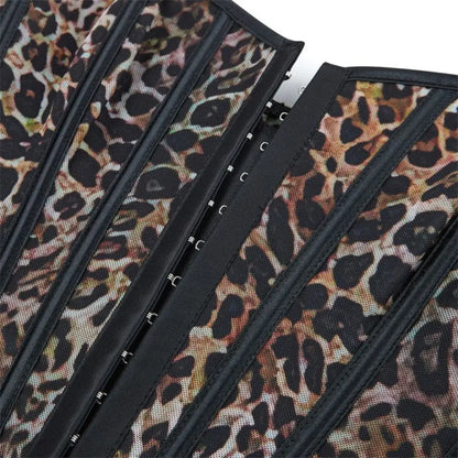 Leopard print single-breasted women's strapless and bracketed corset a court shaping top