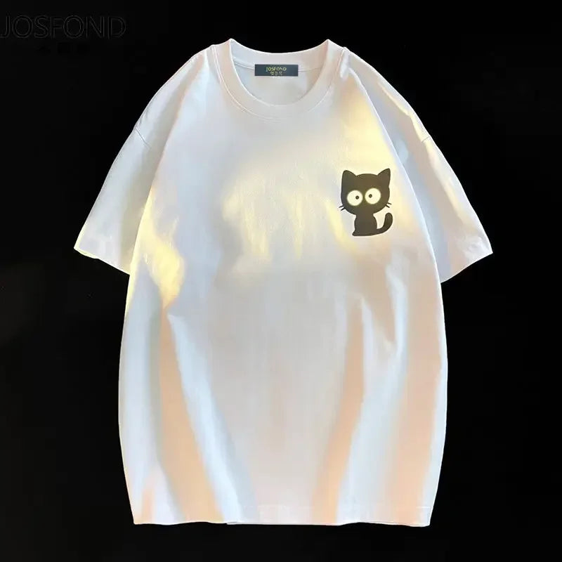 Female Casual Printing O-neck Short Sleeve T-Shirt 2025 New Summer Trend All-match Loose Cartoon Pullover Top Tee Women Clothes
