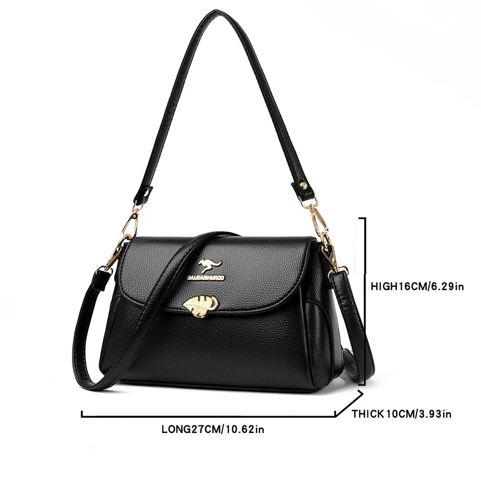 Women Bag Fashion Shoulder Bag Quality PU Leather Elegant Flap Retro Female Messenger Classic Multiple Pockets Crossbody Handbag