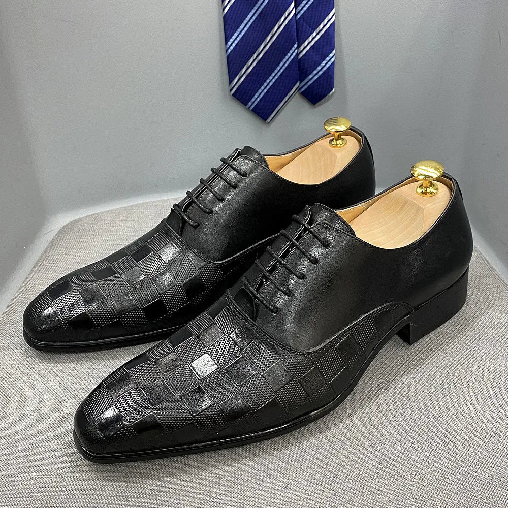 Size 7-12 Classic Italy Mens Oxford Real Leather Shoes White Lace Up Pointed Toe Wedding Party Dress Formal Shoes for Men