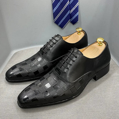 Size 7-12 Classic Italy Mens Oxford Real Leather Shoes White Lace Up Pointed Toe Wedding Party Dress Formal Shoes for Men