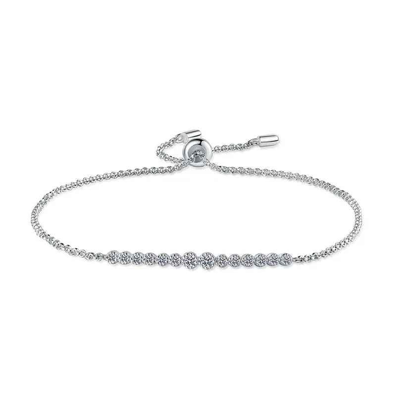 0.24cttw Gradient All Moissanite Bracelets for Women Round Brilliant Cut 100% S925 Sterling Silver Plated 18k Gold