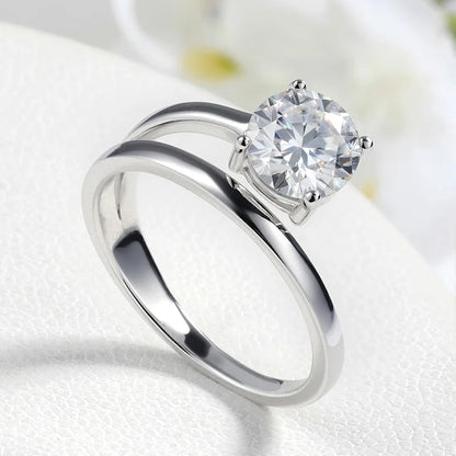 1CT 2CT Certified Moissanite Rings for Women Sparkling Brilliant Cut Wedding Bands 100% Real 925 Pure Silver Jewelry
