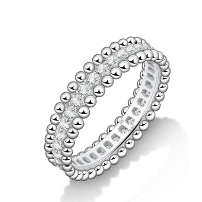 D VVS1 Moissanite Rings for Women Stackable Full Eternity Wedding Band 18K White Gold Plated s925 Sterling Silver Ring