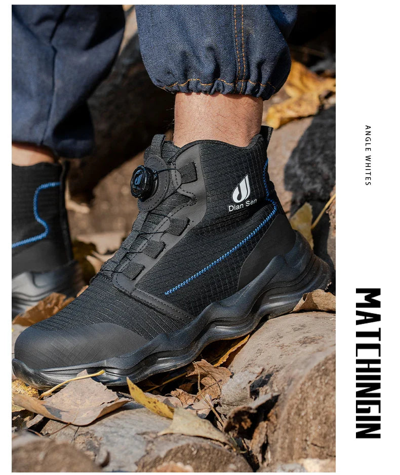 Men Safety Shoes Steel Toe Boots High Top Work Shoes Wear-resisting Slip Resistant Work Shoes Indestructible Breathable Sneakers