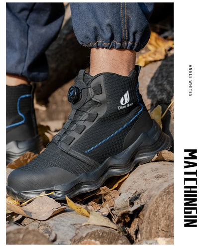 Men Safety Shoes Steel Toe Boots High Top Work Shoes Wear-resisting Slip Resistant Work Shoes Indestructible Breathable Sneakers